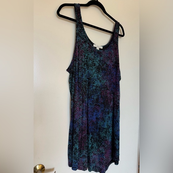 NWOT Sejour Black, Blue, and Purple Long Asymmetrical Tank Top in Size 1X - Picture 2 of 5